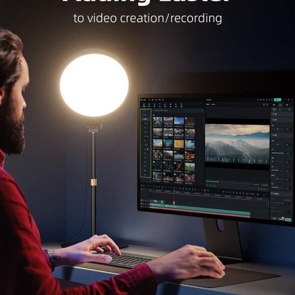 10.5" Ring Light with Stand, Full-Screen Selfie Ring Light for Desk with Phone H - Picture 7 of 9